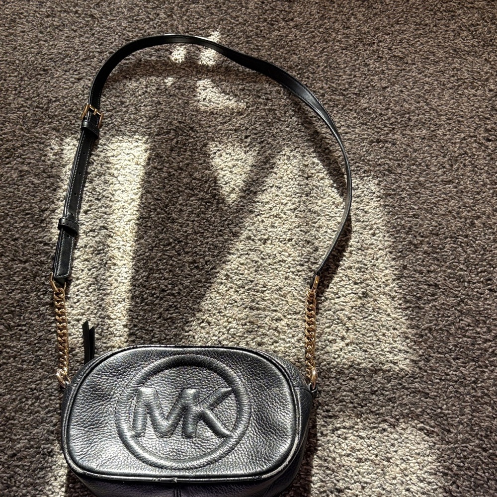 Michael Kors Black Crossbody Bag with Gold Accents